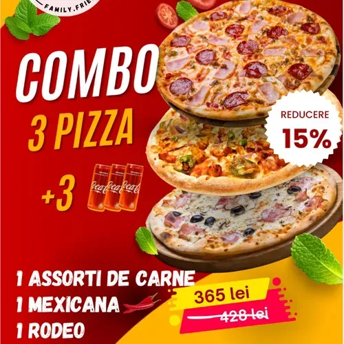 Combo 3 pizza + 3 CocaCola 0,25ml 15%OFF